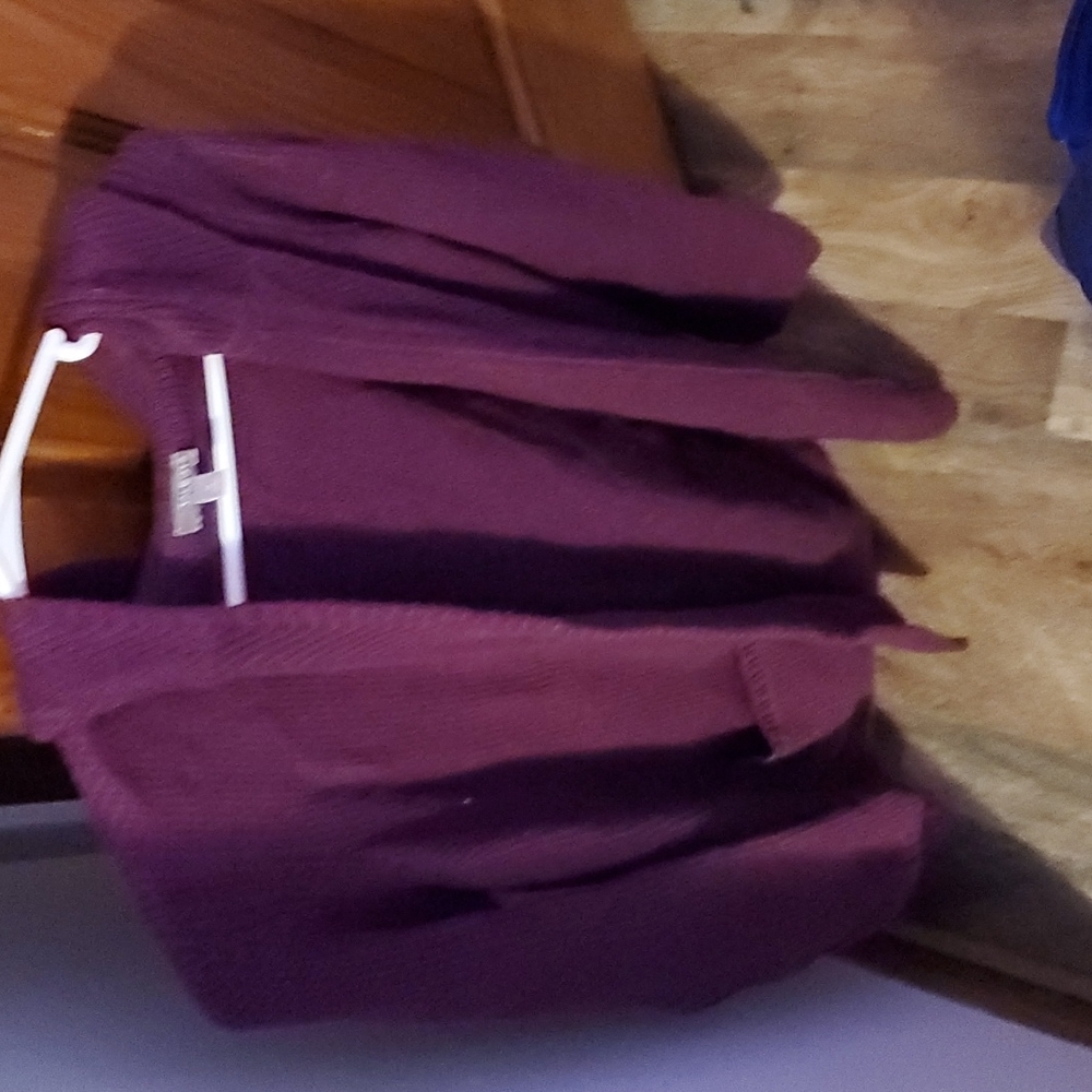 Talbots long cardigan sweater with hood and pockets burgundy small